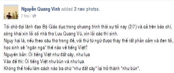 bản thảo bài thơ tiếng Việt của Lê Quang Vũ được tiết lộ